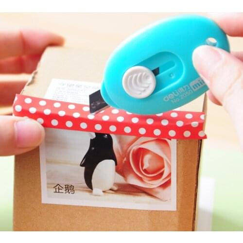 6cm Portable Mini Manual Knife Safe For Kids Colorful Letter Opener Oval Shaped Push Type Cutting Tools DIY Supplies Home 2050