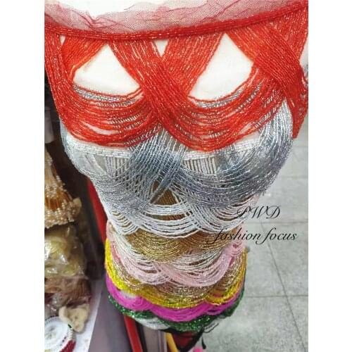 2 pieces ribbon beaded fringe trim lace tassle trim for wedding bridal gown dress/party sewing