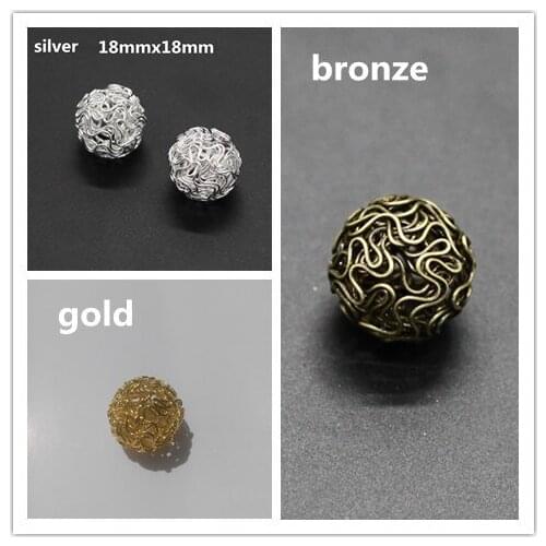 Wholesale 200pcs Metal Wire Balls 16mm/18mm Hollow Ball Pendant Fit Bracelets/Necklaces/Earrings Diy Jewelry Accessories