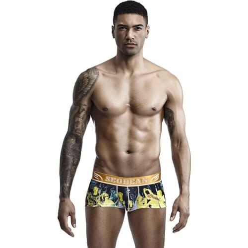 2019 Brand SEOBEAN New Fashion Mens boxers Cotton low-waist sexy underwear print boxer shorts sexy male underwear