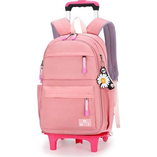 2021 Kids Wheeled Backpacks Removable Children School Bags with 3 Wheels Stairs Kids Girls Trolley Schoolbags Luggage Book Bags