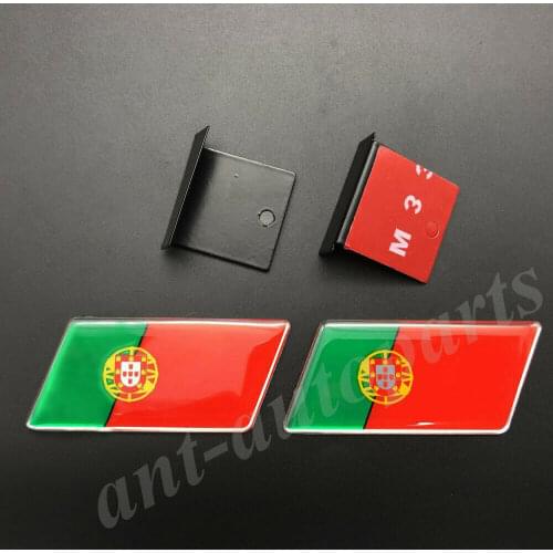 2x Portugal Portuguese Flag Car Front Grille Grill Emblem Badge Decals Sticker
