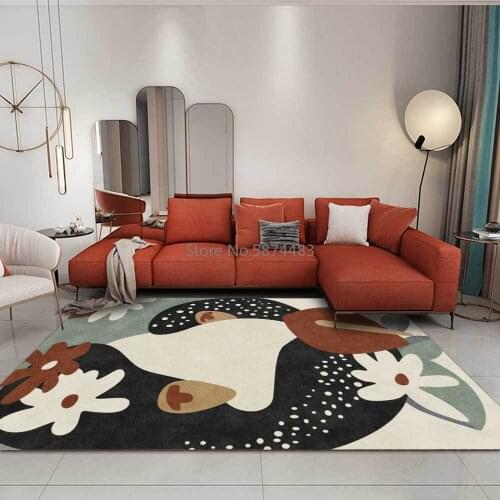 Abstract Cartoon Nordic Tropical Flowers Avocado Green Living Room Bedroom Bedside Carpet Floor Mats