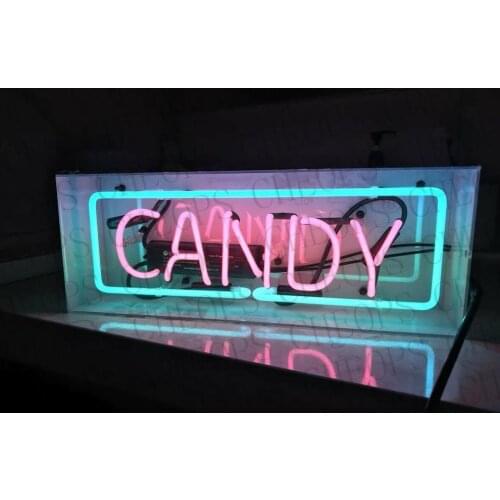 Candy Acrylic Box Gift Neon Signs Real Glass Tube Beer Bar Pub Bedroom Wall Homeroom Girlsroom Party Decor Lamp 14"x5"