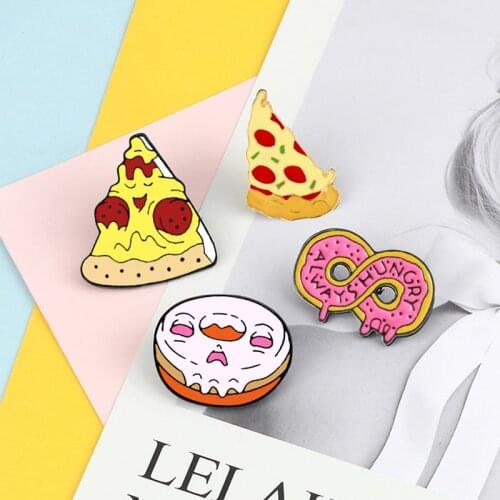 Pink Donut Brooches Cartoon Food Pizza Infinite Lapel Pin Button Badges for Women Clothes Bag Enamel Pins Jewelry Gifts for Kids