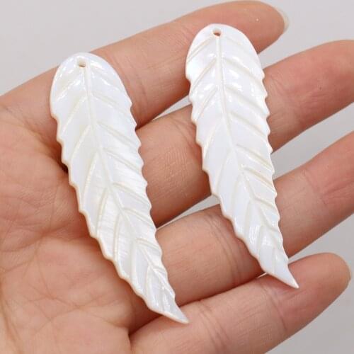 Natural White Shell Leaf Pendant Beads Slim and Hole DIY Cute Bracelet Necklace Earrings Jewelry Accessories Bead 18x58mm