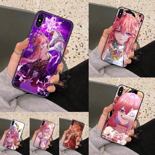 Genshin Impact Guuji Yae Phone Case Cover Hull For iphone 5 5s se 2 6 6s 7 8 12 mini plus X XS XR 11 PRO MAX black pretty