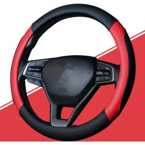 Car Steering Wheel Cover 38cm Steering Cover Carbon Fiber Leather Wheel Cover Anti Slip Scratch Breathable Sewing