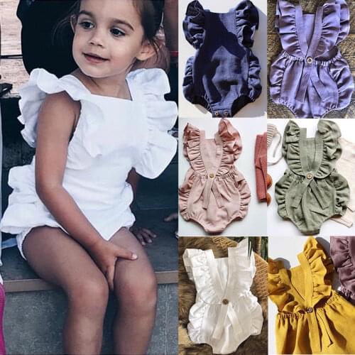 0-24M Newborn Kdis Baby Girl Cute Princess Clothing Ruffle Sleeveless Bodysuit Elegant Cotton Lovely Boho Beach Playa Sunsuit