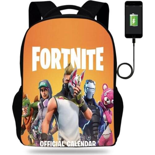 FORTNITE Game USB Charging Backpack For Teenage Boys Girls Cartoon Backpacks School bags Travel 17inch Software Mochilas