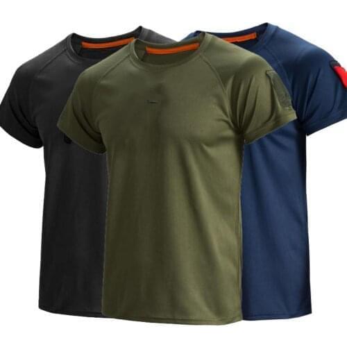 Men Tactical Breathable Tshirt Military Polyester Quick Drying T-Shirts Army Short Sleeve Wear Resistant Tee Soldier Breathable
