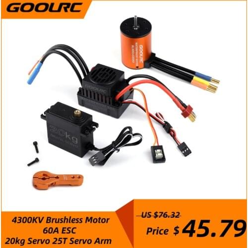 GoolRC 3650 4300KV Brushless Motor 60A ESC 20kg Servo 25T Servo Arm for 1/10 RC Car Truck Off-road Car