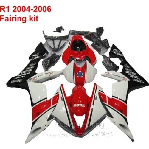 Custom Fairing kit For YAMAHA YZF R1 04 - 05 ( White + red + black ) 2004 - 2005 Injection fairings SZ92