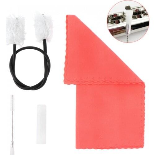 Woodwind Cleaning Tools 4pcs/lot Flute Clarinet Cleaning Tools Kit with Tube Inner Sound Hole Brush Cork Grease Cleaning Cloth