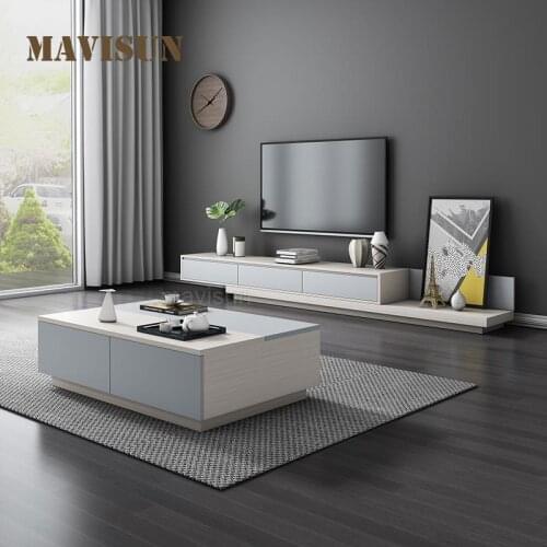 Italian Designed Coffee Table Combination Household Modern Minimalist Wooden Extendable Tv Cabinet Set Living Room Furniture