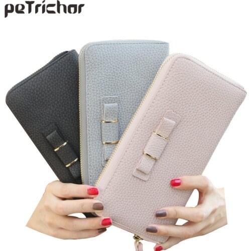 Card Holder Wallet Women Luxury Leather Wristlet Purse Female Clutch Bag Zipper Coin Large Wallet Phone Bag Long Wallet For Lady