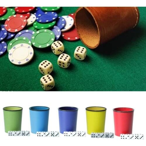 Leather PU Dice Cup Party Board Game Bar KTV Entertainment Dice Box with Dices 11UE