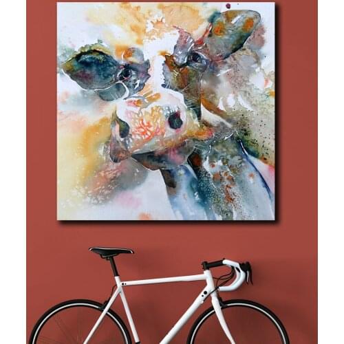 Fashion Pop Art Oil Painting Wall Art Picture Run Cow II Animal Printed Canvas Painting For Living Room Home Decor Unframed