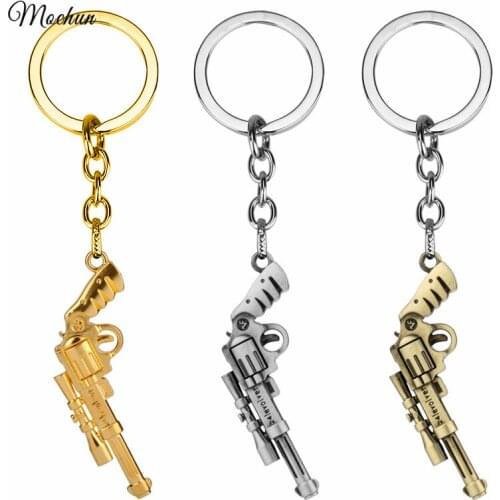 MQCHUN 3 Colors Revolver Pistol Weapon Gun Model Metal Keyring Keychain Key Ring Chain Super Cool Weapon Toy Gift For Men Boys