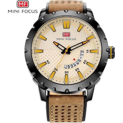 MINI FOCUS Men Watches Luxury Brand Quartz Wristwatch Men Leather Business Watch Fashion Casual Waterproof Sports Watch Relogios