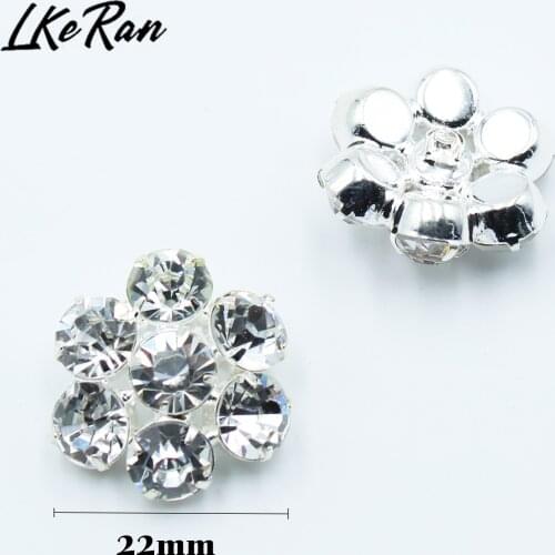 NEW Fashion 10Pcs 22MM Large Clear Crystal Rhinestone Buttons For Shank Wedding Decoration DIY Sewing Flower Button Scrapbooking