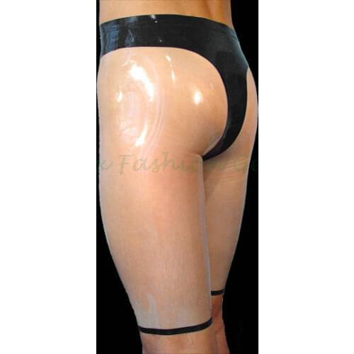 New Sexy Transparent and Black Latex Mens Exotic Pants Shorts Rubber Leggings Custom Made