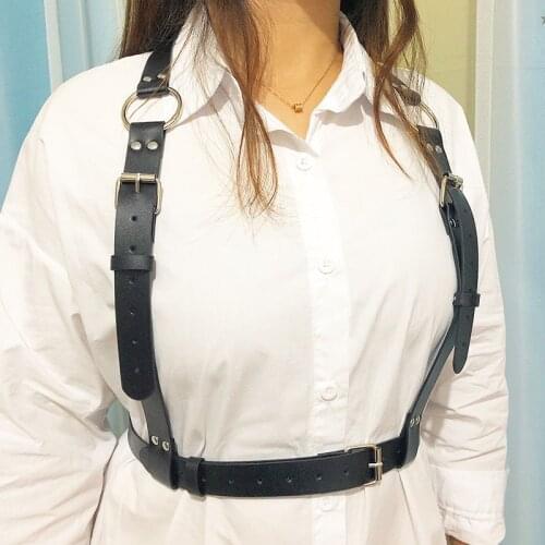 Usexy Leather Body Harness Fashion Garter Belt Adjustable Black Chest Straps Lingerie Punk Clothes Goth Accessories портупея