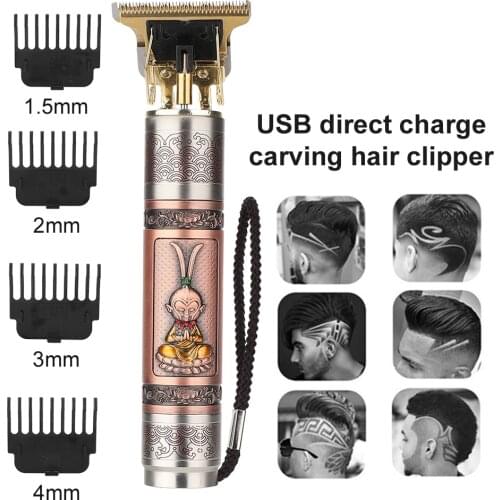 Profession Hair Clipper Mens Hair Trimmer USB Rechargeable Baber Shaver Cylindrical Hair Cutting Machine Shaving Razor Cutter