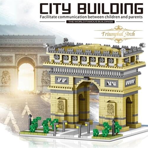 2020pcs famous architecture city street view triumphal arch building blocks micro partibles educational toys gifts for children