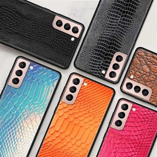 Luxury Leather Crocodile Pattern Phone Case for Samsung Galaxy S21 S20 FE Note 20 Ultra S10 Lite S9 Plus S8 S10e Black Cover