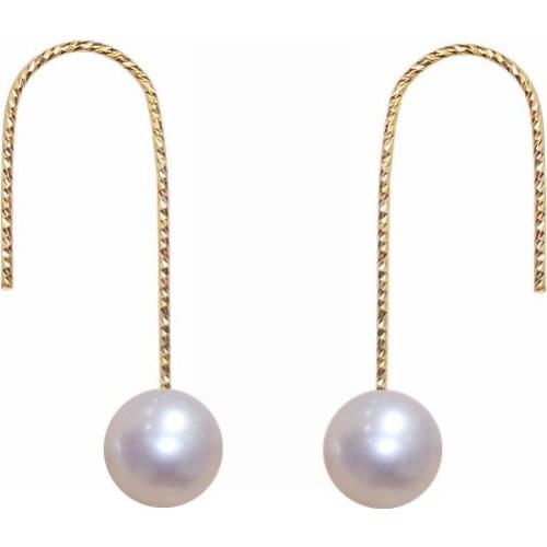 14K gold filled perfect circle natural freshwater pearl fashion Korean earrings musical note earrings jewelry free shipping