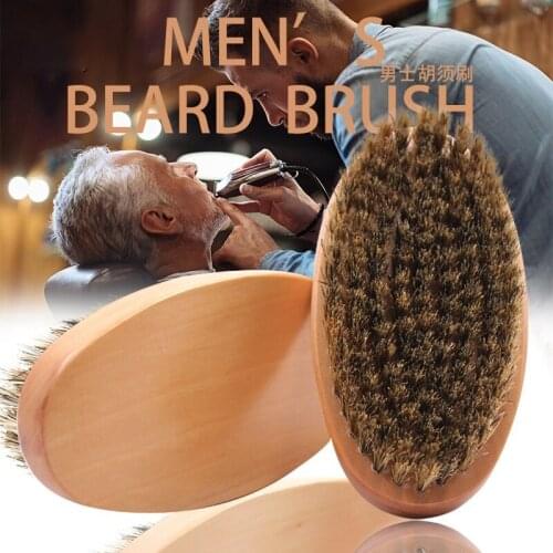 1Pc Natural Boar Bristle Beard Brush for Men Shaving Brush Works To Comb Mustache Beech Handle Beard Shaping Tool