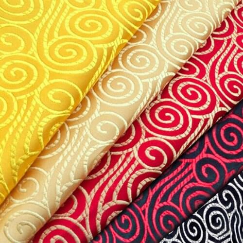 150 cm width goldern grain satin brocade jacquard designer garment fabrics for sewing cheongsam and kimono DIY material