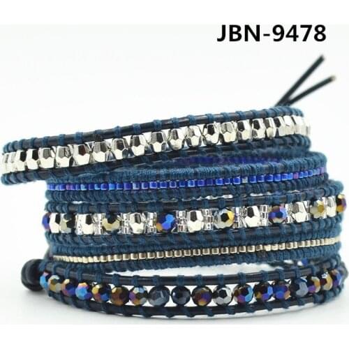 Asingeloo crystal beads handmade leather wrap bracelets for women bohemia