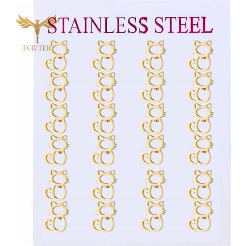 Cute Golden Cat Stud Earrings Womens Earring Fashion Ear Pierced Stainless Steel Jewelry Wholesale