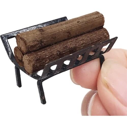 1:12 Mini Dollhouse Furniture Miniature Metal Firewood Rack Kids Pretend Play Toy Scene Decoration Toy