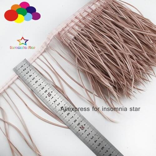 1/5/10 meter 15-20 cm Dyed Leather Pink Stripped Goose Boits Feathers Trimming Headdress Decor Plume for Wedding Decoration