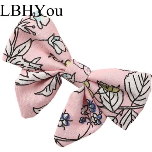 1pcs New Spring Summer Flowers Prints Cotton Bows Hairpins,School Girls Knotbows Hair Clips ,One Size Floral Hair Accessories