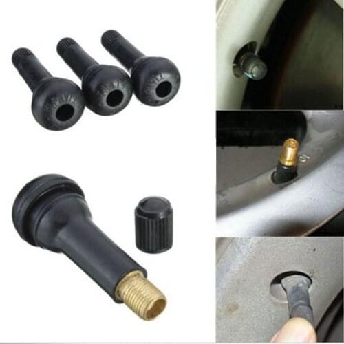 10 Pieces TR414 Snap-In Tire Valve Stem Black Rubber Car Tyre Valve Caps Zinc