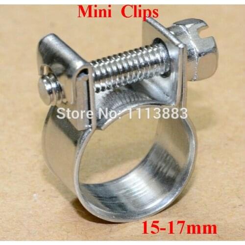 10 X 15-17mm 304 Stainless Steel Fuel Line Mini Hose Clips Petrol Pipe Clamps