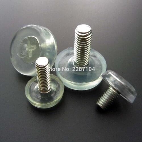 12pcs Clear Nylon Furniture Table Sofa Cabinet Adjustable Balance Leg Feet Glide Slide Leveler Base M8x12 20mm Screw Bolt on Pad