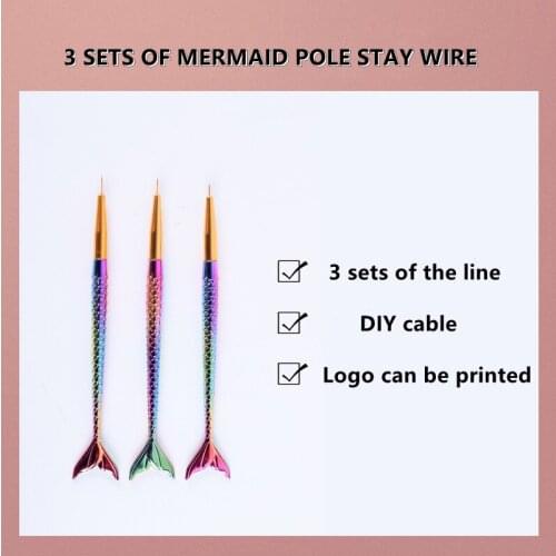 3Pcs Gradient Crystal Nail Brush Set For Drawing Line Grid Acrylic Nail Art Liner Painting Pen DIY UV Gel Brushes Manicure Tools