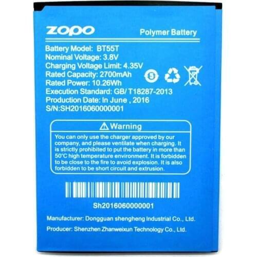 5pc New BT55T 2700mAh Battery Replacement For ZOPO ZP999 ZP998 ZP3X ZP9520 ZP9530 Phone Batterij Bateria