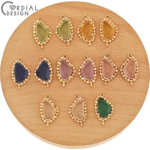 Cordial Design 50Pcs 13*22MM Jewelry Accessories/Hand Made/DIY Connector/Jewelry Findings & Components/CZ Charms/Bracelet Making