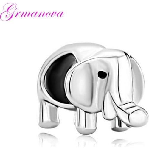 Cute little elephant European big hole charm beads female classic pop amulet Fit Pandora Bracelet Womens DIY Jewelry