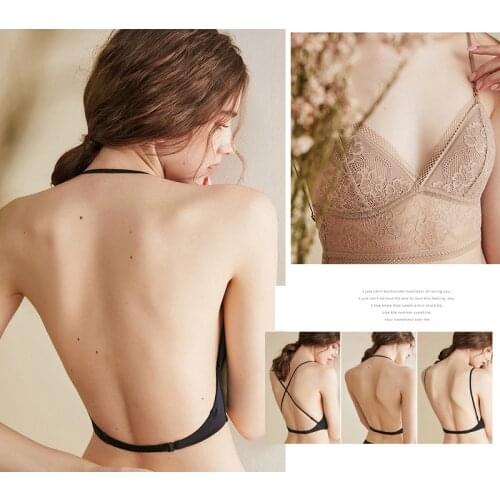 New French wireless underwear Sexy lace triangle cup gathered thin bra Small chest gathered brassiere lace underwear