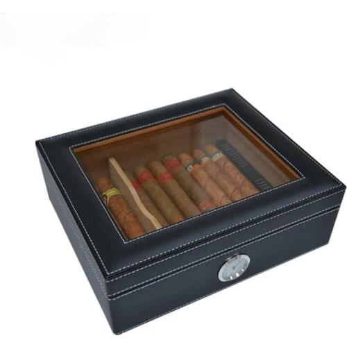 Spanish Cedar Cigar Humidor Box Cedar Wood Display Box Cigar humidifier Leather Moisturize Storage Case Box