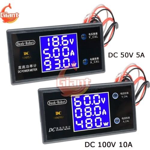 DC 50V 5A 100V 10A Digital Voltmeter Ammeter Wattmeter Power Current Voltage Meter Volt Voltage Indicator 5V 12V Detector Tester