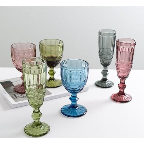 Cutelife Colored Transparent Glass Goblet Coffee Cup Cocktail Whiskey Beer Wine Glass Drinkware Wedding Vintage Drinking Glass