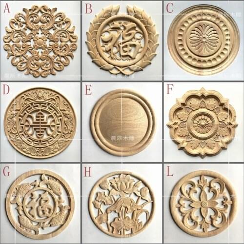 European furniture woodcarving flower applique flowers, round flower cabinet(A736)